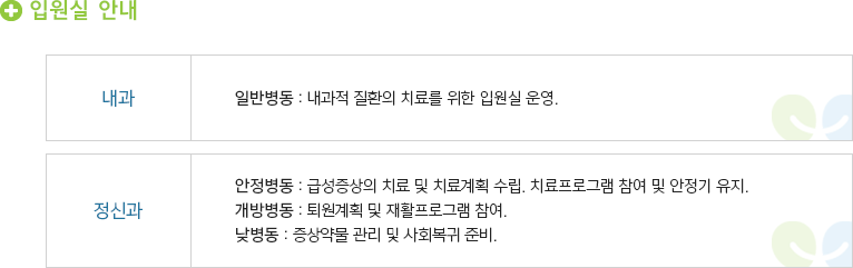 입원실 안내